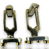 Vintage Solid 925 Sterling Silver Toggle-Back Gold Tone Screw Cufflinks Made in Mexico