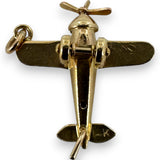 Vintage 14kt Solid Yellow Gold Moving Airplane Travel Dangle Charm for Necklace or Bracelet