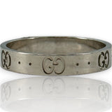 GUCCI Icon Thin 18kt White Gold Monogramed GG 4mm Band