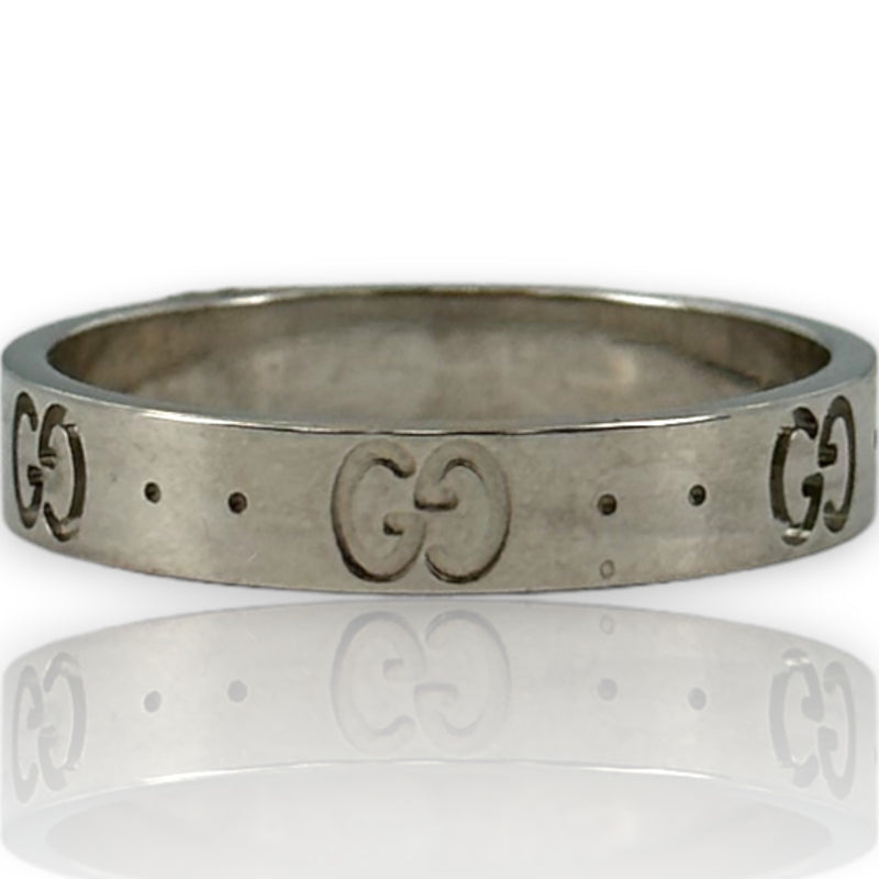 Correa fina GUCCI Icon de oro blanco de 18 kt con monograma GG de 4 mm