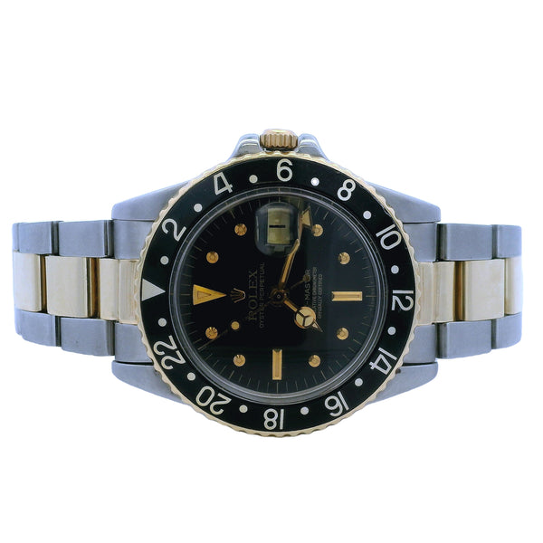 Rolex 1575 GMT-Master 1979 Nipple Black Dial Two Tone Watch