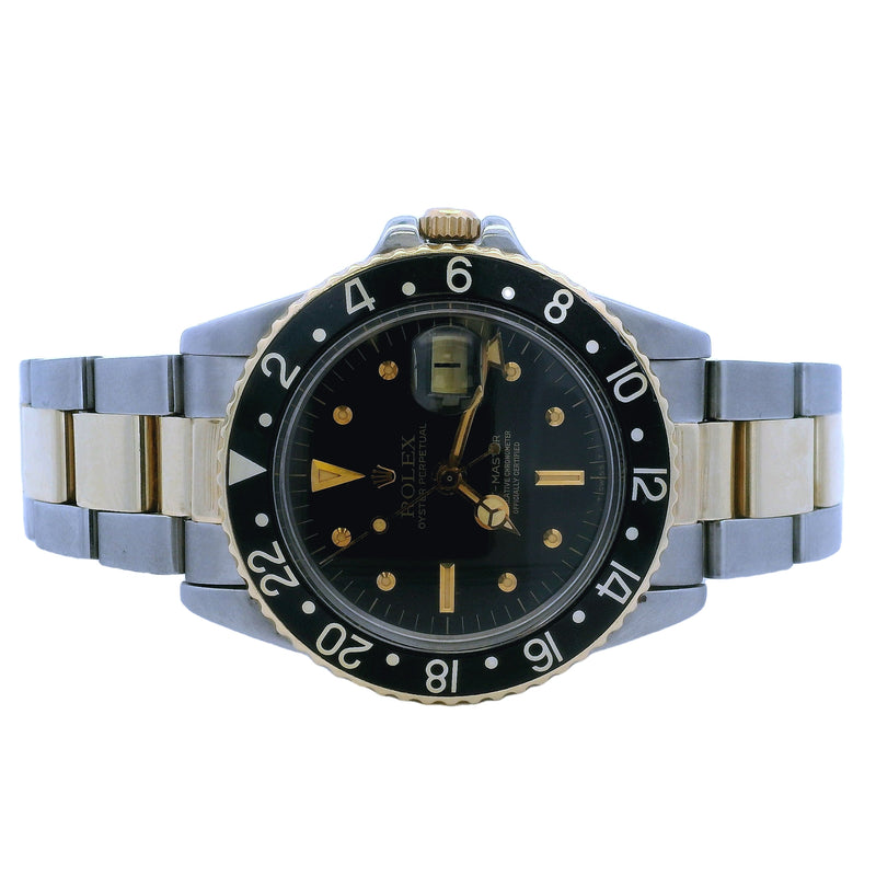 Rolex 1575 GMT-Master 1979 Nipple Black Dial Two Tone Watch
