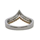 14kt Two-Tone V-Shape Crown Accent Ring with Yellow Gold Granulation and Diamonds Size 7