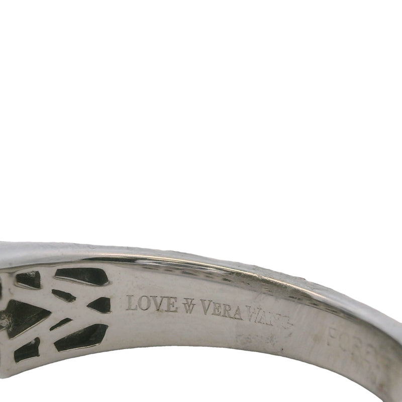 Vera Wang Love Solid 14kt Gold and Princess Cut Diamond Channel Set 7.2mm Band Ring With Side Sapphires
