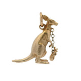 Vintage Solid 14kt Yellow Gold Kangaroo and Baby Joey Fun Movable Dangle Charm