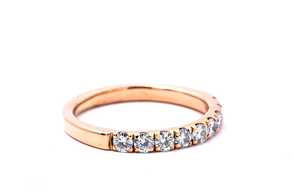 Cubic Zirconia Line Gemstone Anniversary Band 14K 585 Rose Gold Ring Size 5 1/4