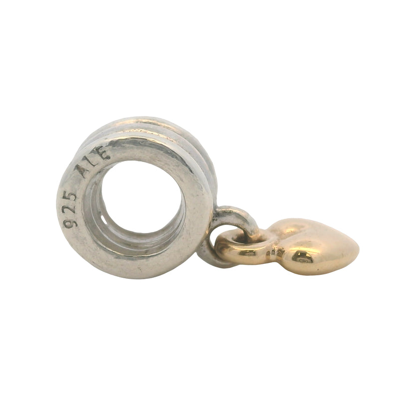 Pandora Solid 925 Sterling Silver and 14k Yellow Gold Dangle Slider Charm
