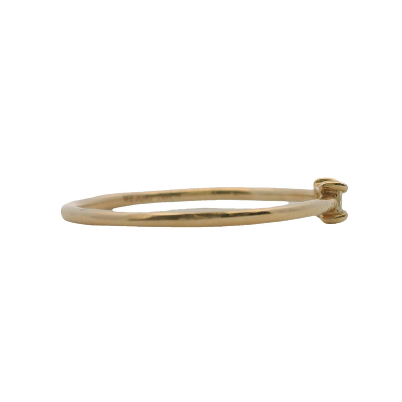 Mejuri 14kt Solid Yellow Gold and Diamond Dainty Baguette Stacker Ring Size 5.75