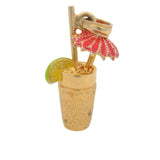 Solid 14kt Yellow Gold Cocktail Umbrella Drink Charm Pendant