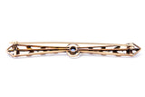 Edwardian Natural Pearl Accent & Sapphire Line Lapel Pin 14K 585 Yellow Gold Brooch