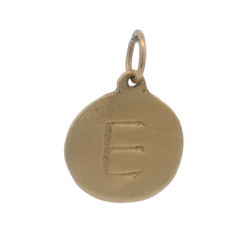 Colgante con inicial de la letra E circular de oro amarillo macizo de 14 kt de Helen Ficalora