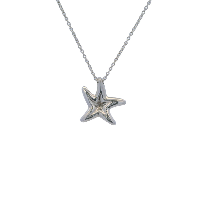 Elsa Peretti for Tiffany & Co Starfish 16" Pendant Necklace in 925 Sterling Silver with 0.04ct Diamond Center Made in Spain