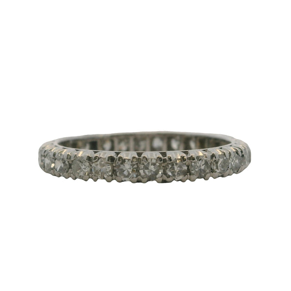 Vintage Solid 950 Platinum 0.84ctw Diamond Full Eternity 2.8mm Ring Band Size 6.75