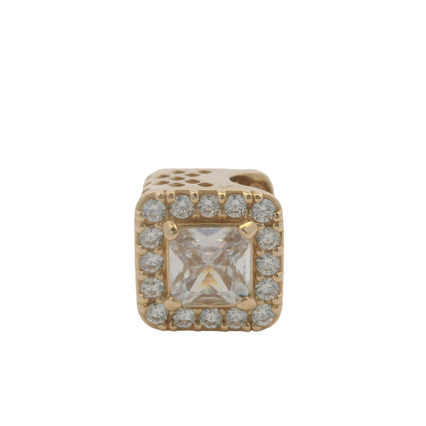 Pandora Solid 14kt Yellow Gold and CZ Square Sparkle Halo Bead Spacer Charm