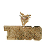 Solid 14kt Yellow Gold GOAT CZ Plate Pendant Charm With Goat Head Lab Ruby Eyes