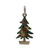 Vintage Solid 14kt Yellow Gold and Colorful Enamel Christmas Tree Charm
