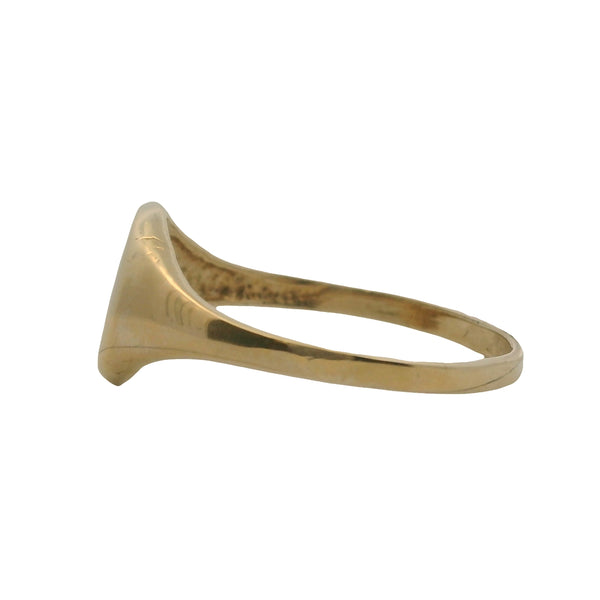 Solid 14kt Yellow Gold Small Circle Minimalist Blank Signet Ring Size 7