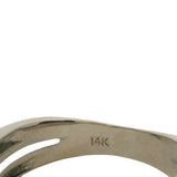 Solid 14kt White Gold and Diamond Crossover Milgrain Band Ring Size 6