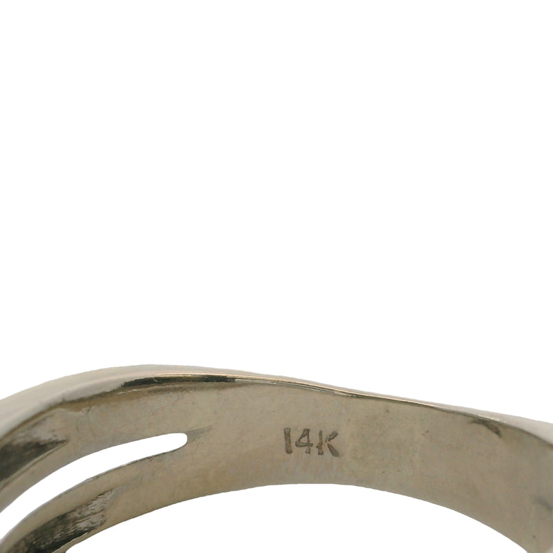 Solid 14kt White Gold and Diamond Crossover Milgrain Band Ring Size 6