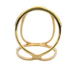 Solid 18kt Yellow Gold and Diamond Circles Oval Shaped Cage Ring Size 7