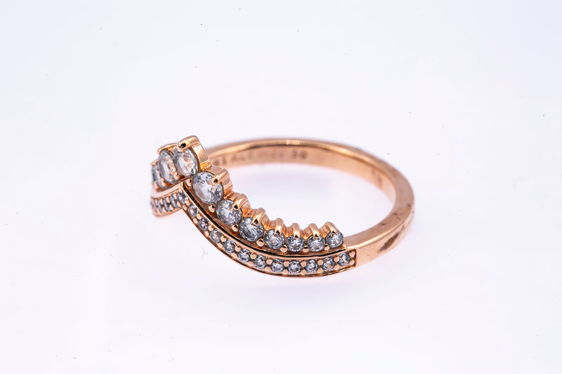 Pandora ALE Cubic Zirconia Princess Wishbone 925 Sterling Silver Rose Ring 5 50