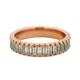 Solid 14kt Rose Gold Baguette Cut CZ Half-Eternity 4.4mm Band Ring Size 6.5