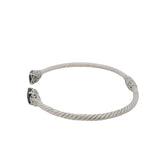 Samuel B 925 Sterling Silver and 18kt Yellow Gold Checkerboard Cut Onyx 8" Cuff Bangle Bracelet