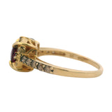 Le Vian Solid 14kt Yellow Gold Rhodolite Garnet and Brown and White Diamond Halo Cocktail Ring Size 7