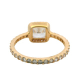 Pandora Solid 14kt Yellow Gold and CZ Solitaire Halo Square Sparkle Ring Size 4.75