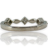 18kt White Gold Bezel Set Princess Cut and Alternating Round Brilliant Diamond Band Size 6.75