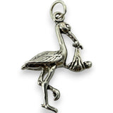 Stork and Baby Charm for Parenthood Pregnancy New Baby Pendant 925 Sterling Silver