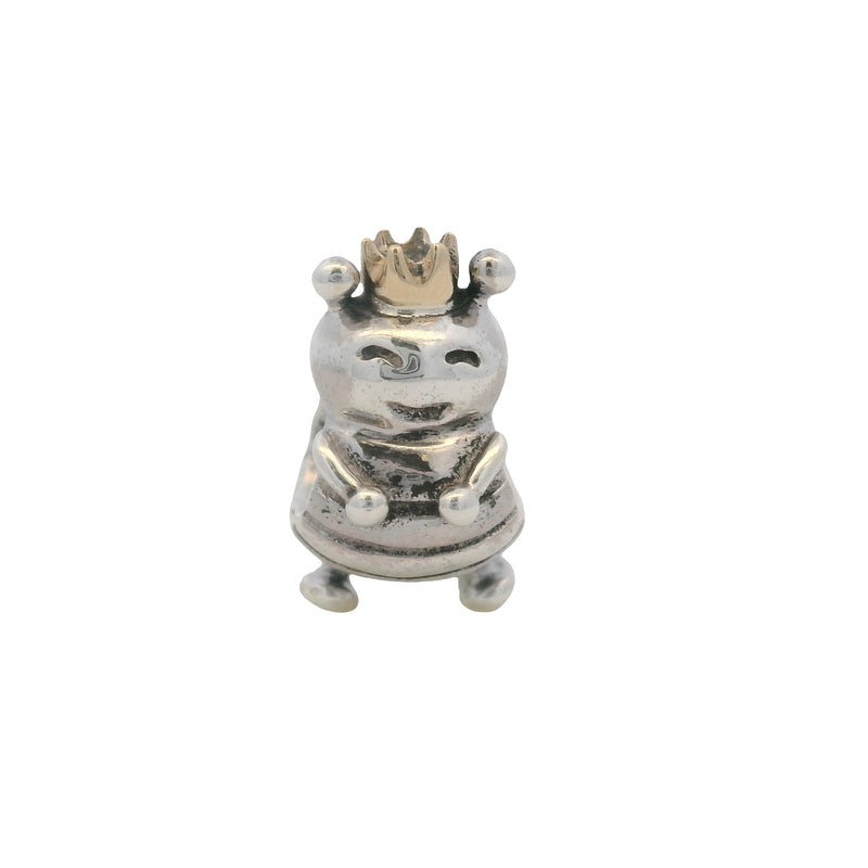 Pandora Retired 925 Sterling Silver and 14kt Crown Queen Bee Slider Charm
