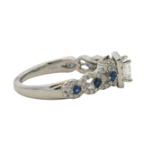 Vera Wang Love Solid 14kt White Gold Princess & Round Diamond and Sapphire Engagement Ring Size 6.5