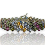 Multi-Color 14ctw Sapphires & Diamonds Wide Tennis Bracelet 14kt White Gold