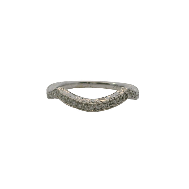 Neil Lane 14kt White Gold And Diamond Crown Wraparound Milgrain Wedding Band Ring Size 5
