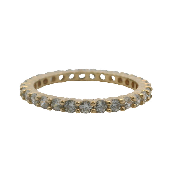 Solid 14kt Yellow Gold and CZ Cubic Zirconia Eternity Band Ring Size 6