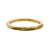 Solid 18kt Yellow Gold Faceted Faceted 2mm Stackable Band Ring with Diamonds Size 4.5