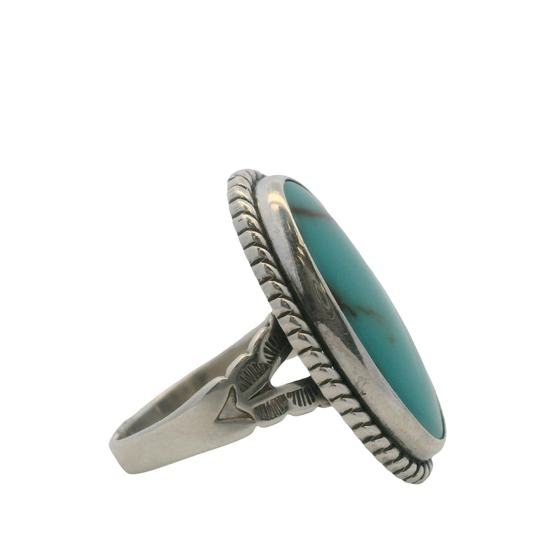 Vintage Pacific Jewelry Co 925 Sterling Silver and Bezel-Set Turquoise Solitaire Ring Sz 7