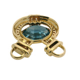 Vintage 18kt Yellow Gold Natural Blue Spinel and 1.06ctw Diamond Large Pendant