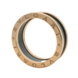 Bulgari Solid 18kt Rose Gold and Black Ceramic B.zero1Two-Band Spiral Ring Size 9