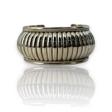 Pricilla Apacheto 925 Sterling Silver Navajo Wide Cuff Bangle Bracelet