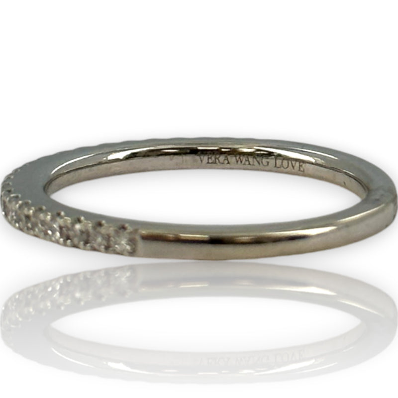 Vera Wang Love Collection Solid 14kt White Gold and 1/4ctw Diamond Half Eternity Band Ring Size 6.75