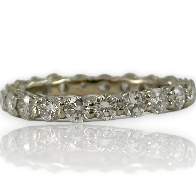 Round Brilliant Diamond Eternity 3mm Band Size 7 14kt Solid White Gold 1.89ctw Ring