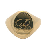 Vintage Solid 14kt Yellow Gold Classic Oval Letter R 15mm Wide Signet Ring Size 7