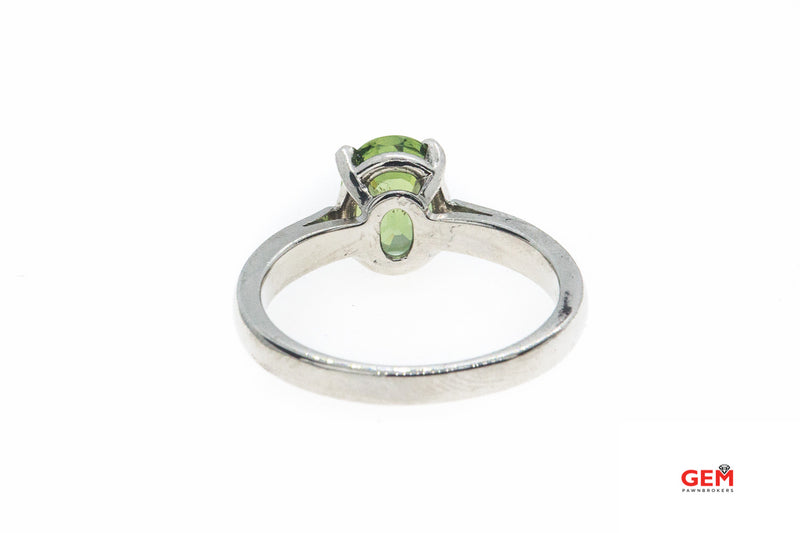 Solid 900 Platinum and 0.86ct Green Peridot Solitaire Ring Size 7