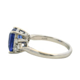 Solid 900 Platinum 2.64ct Tanzanite Solitaire Ring with 6 Accent Diamonds Size 9