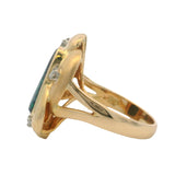 Vintage Solid 14kt Yellow Gold Glittery Boulder Opal and Diamond Cocktail Ring Size 7