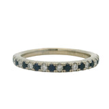 Vera Wang Love Solid 14kt White Gold Band Sapphire and Diamond Ring Size 6