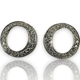 John Atencio Limited Edition Endearment Collection 18kt White Gold and Diamond Circle "O" Stud Earrings