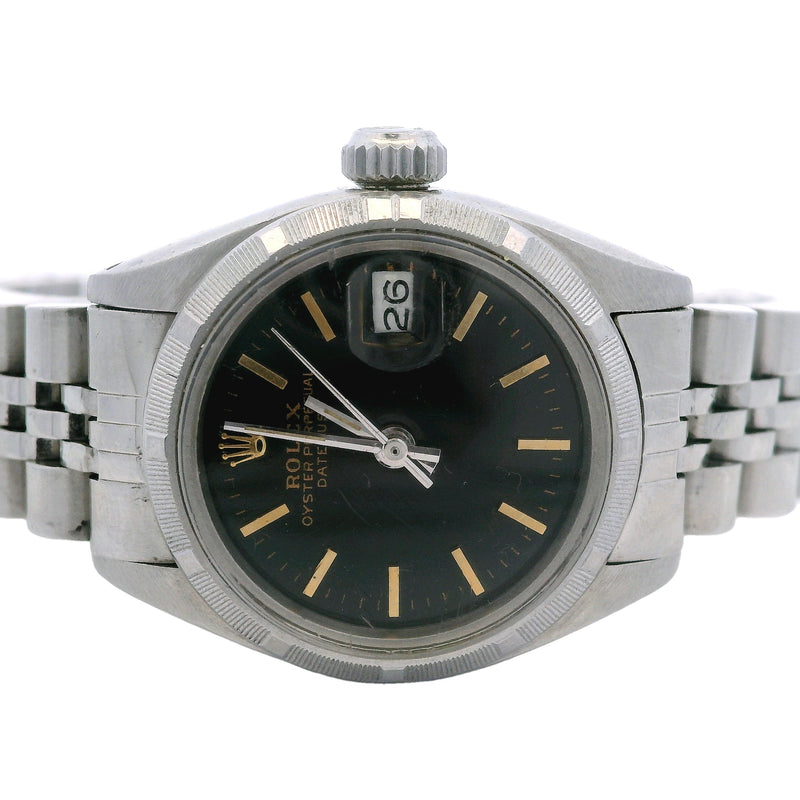 Rolex 6919 26mm Stainless Steel Datejust Black Dial Jubilee Band Watch